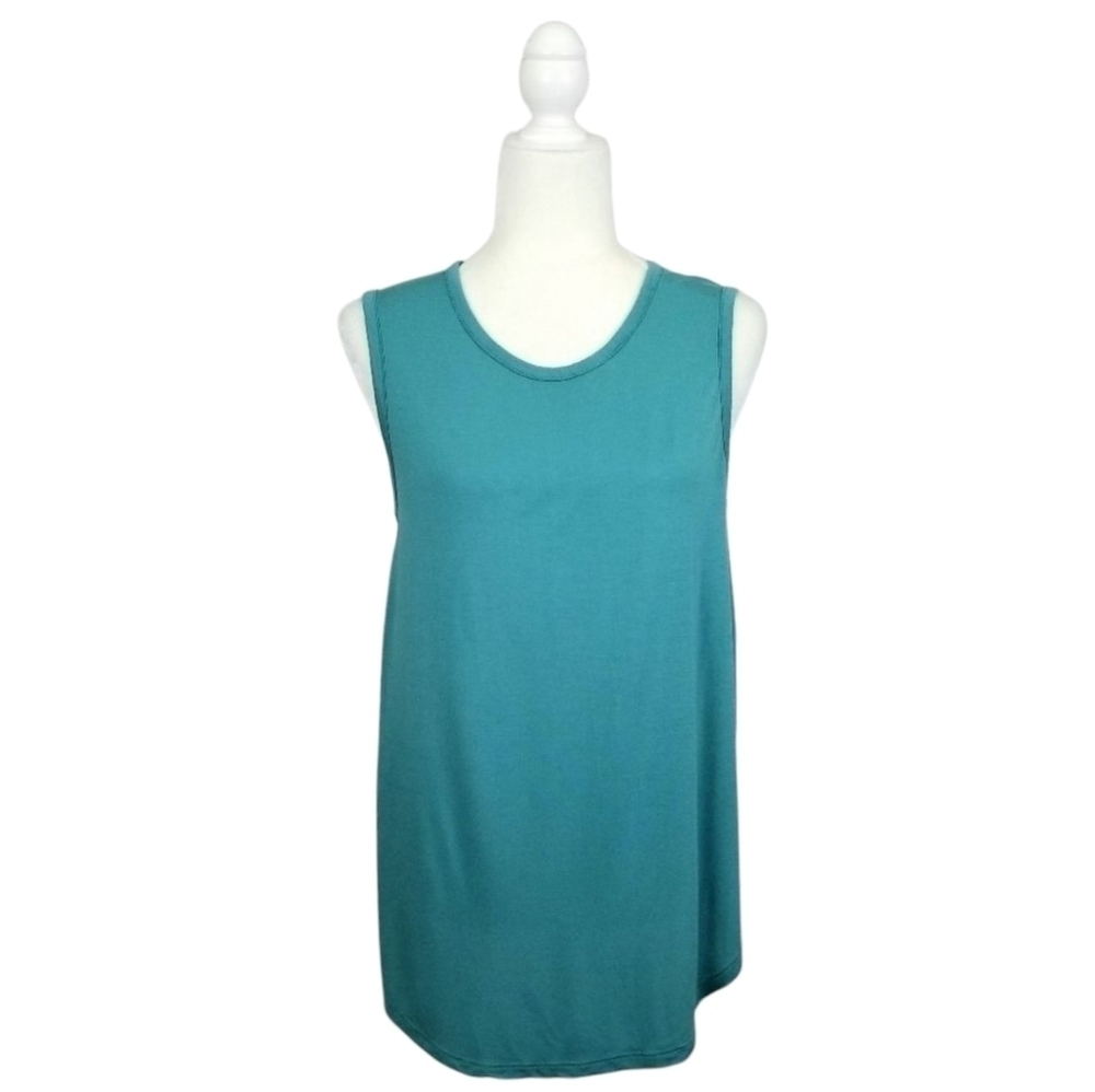 Haute Hippie teal blue cropped back scoop neckline sleeveless top women's size M